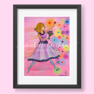 Print | Paper Doll Series: Walking in Love  (8x10 Archival Quality, Framed, Black)