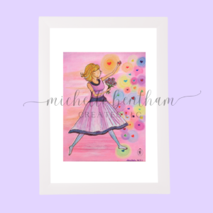 Print | Paper Doll Series: Walking in Love (5x7 Archival Quality, Framed, White)